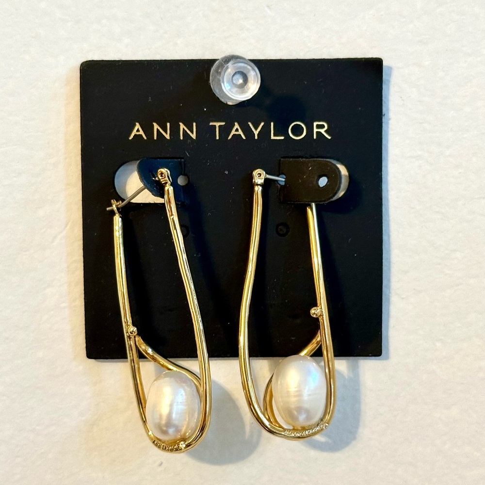 Ann Taylor Pearl Hoop Earrings